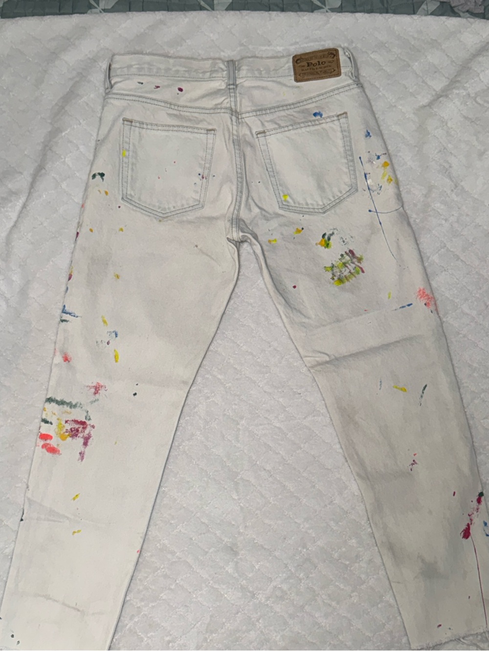 Polo by Ralph Lauren White Straight-Leg Jeans with Multicolor Paint Splatter - Picture 4 of 6